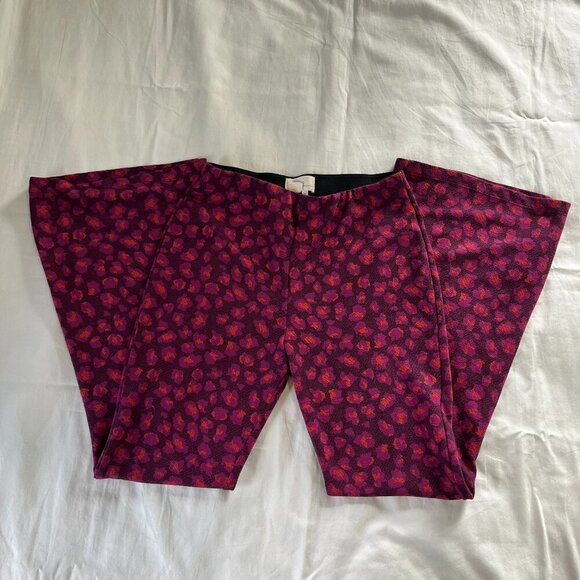 Anthropologie Pants - Anthropology Maroon Cheetah Print High Waist Flare Bell Bottom Pants | Size M